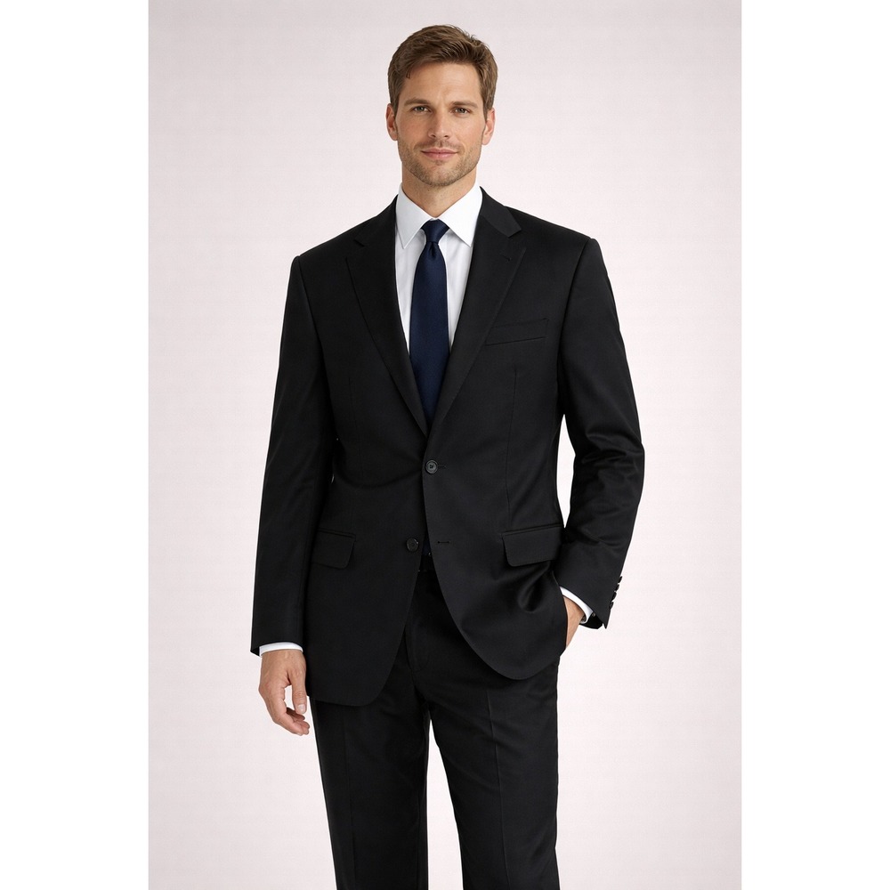 John Alexander Hartmarx Black Wool Blazer 2 Button USA